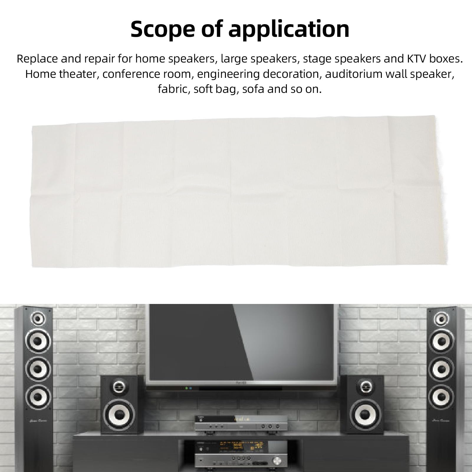 Elastic Speaker Grill Cloth, Scratch Proof Stereo Fabric, 59.06x19.69in, Cleanable, Suitable for Home, Stage, KTV Rooms, Protections (Milky White)