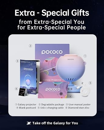 POCOCO Galaxy Star Projector, Rechargeable, with 5K Discs, 2 Megapixel Lens