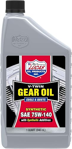 Lucas Oil 10791 Aceite sintético SAE 75W-140 V-Twin Gear - 1 cuarto de galón