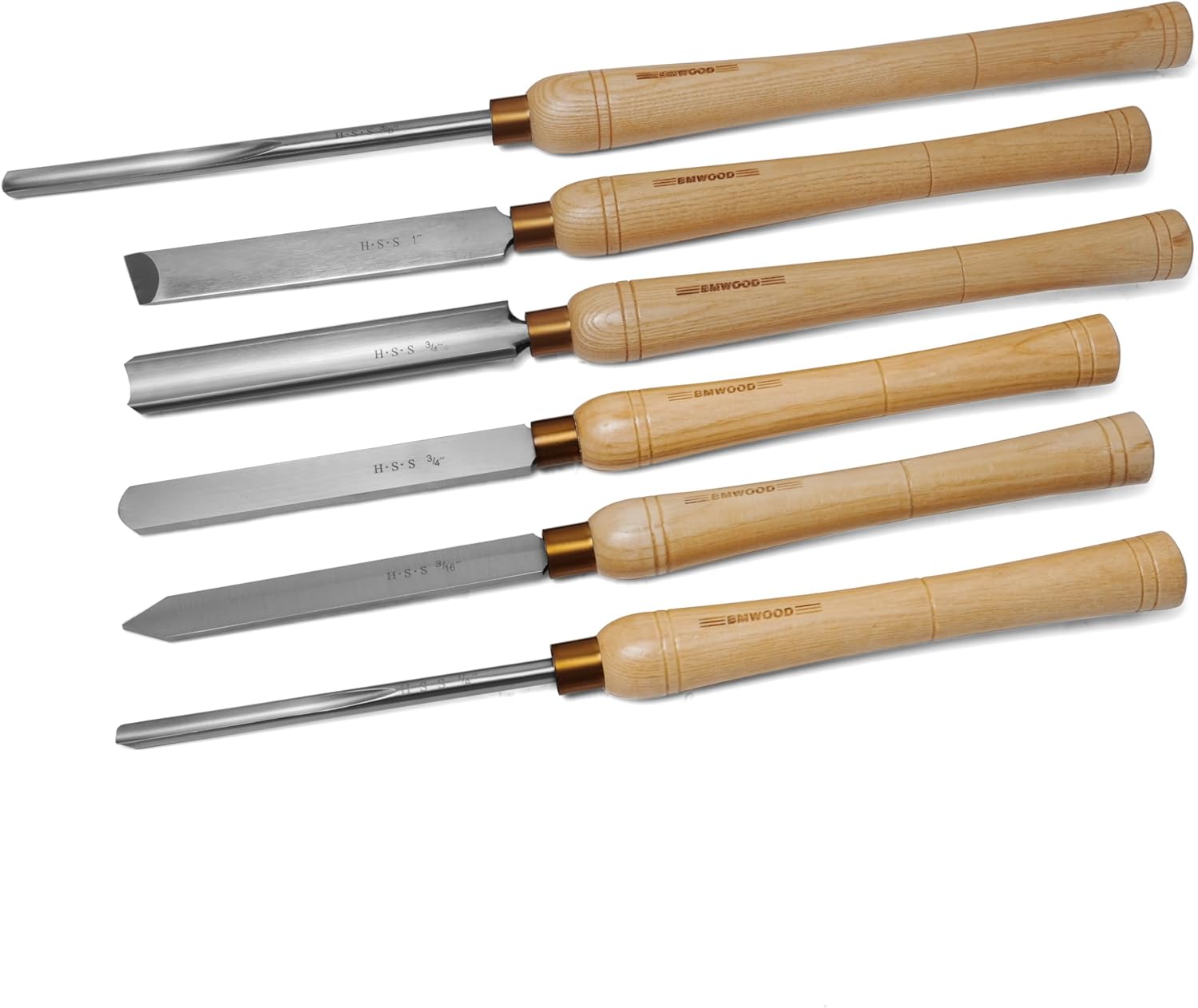 6pcs HSS Wood Lathe Chisel Set, Turning Tools, Woodworking Lathe Tools with Wooden Box, Bowl Gouge, Parting Tool, Round Nose Scraper, Oval Skew Chisel, Roughing Gouge and Spindle Gouge.