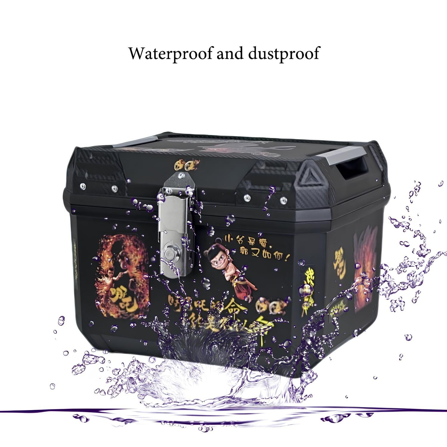 Baúl Superior Grande para Motocicleta con Cerradura Top Case Caja De Cola De Motocicleta, Plástico PP, Impermeable, Universal, con Cerradura De Seguridad para Guardar Cascos(45L B4)
