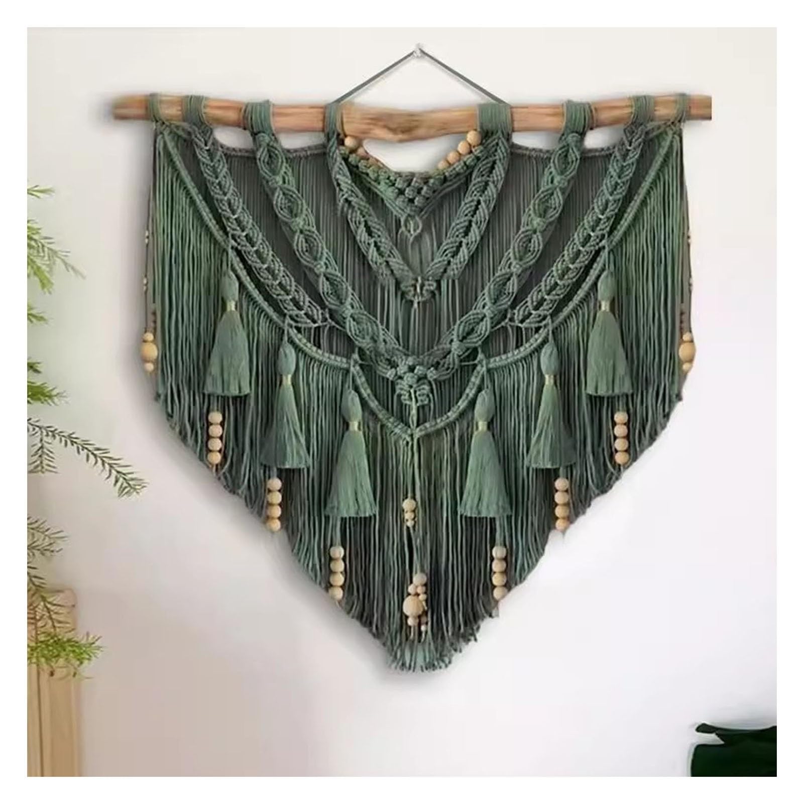 Makramee Wandbehang Grüner Makramee-Wandbehang, Groß, Handgewebt, Kunst-Wandteppich Für Zuhause, Gästehaus, Wohnzimmer, Schlafzimmer Und Sofa, Hintergrund-Wanddekoration(39.4x39.4in)