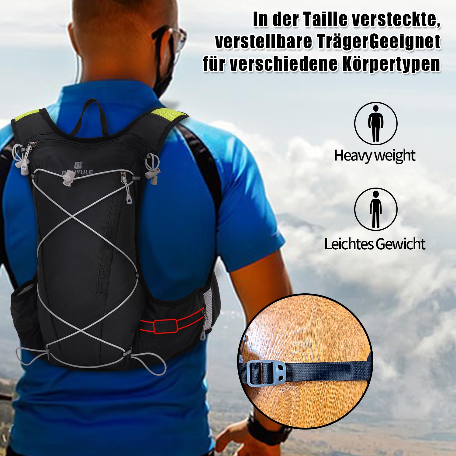Plecak rowerowy, torba rowerowa, plecak do picia, kamizelka do biegania, dla kobiet i mężczyzn, ultralekki plecak do biegania z bukłakiem o pojemności 2 l, odblaskowa kamizelka do biegania