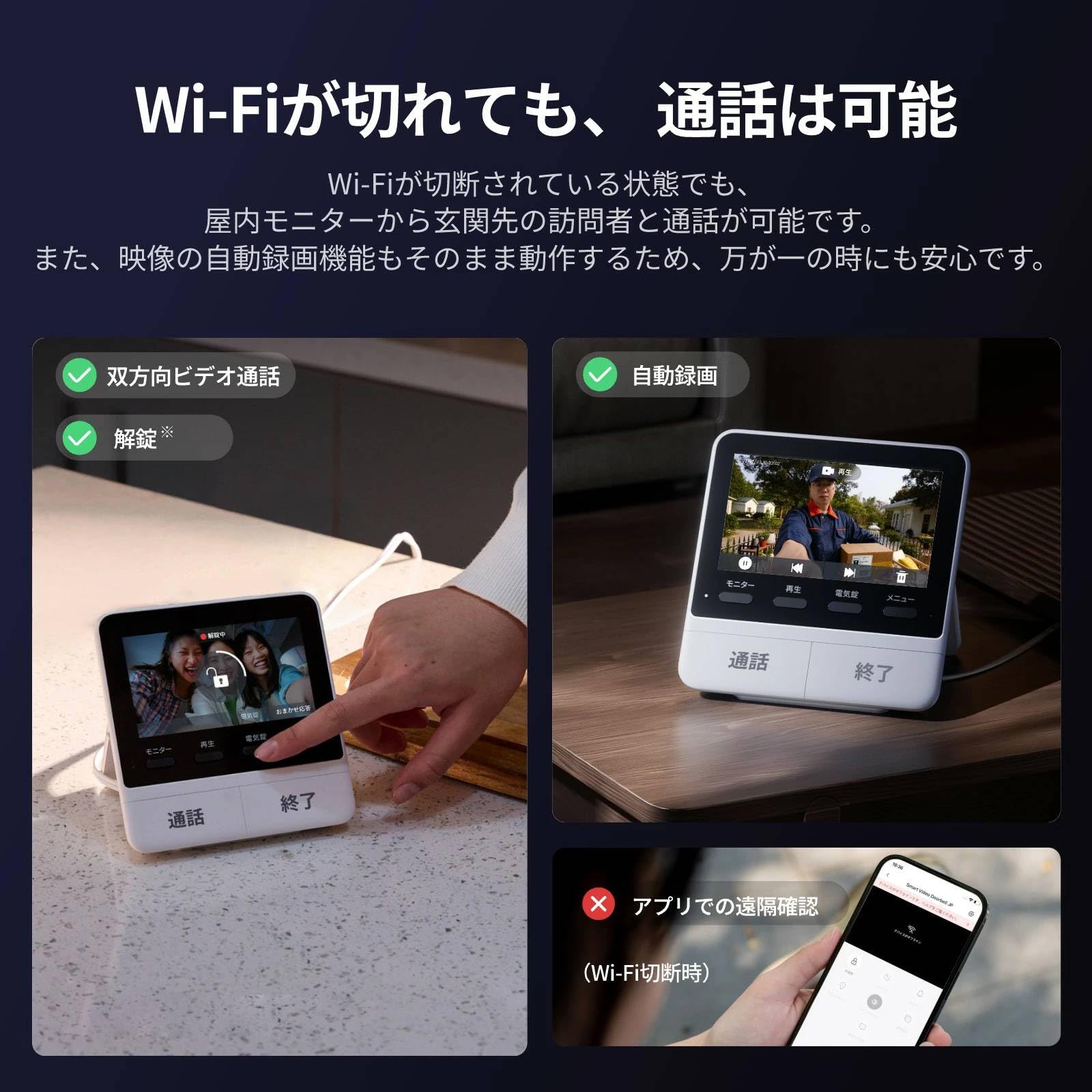 Amazon.co.jp: テレビドアホン カメラ付き インターホン ドアベル 双方