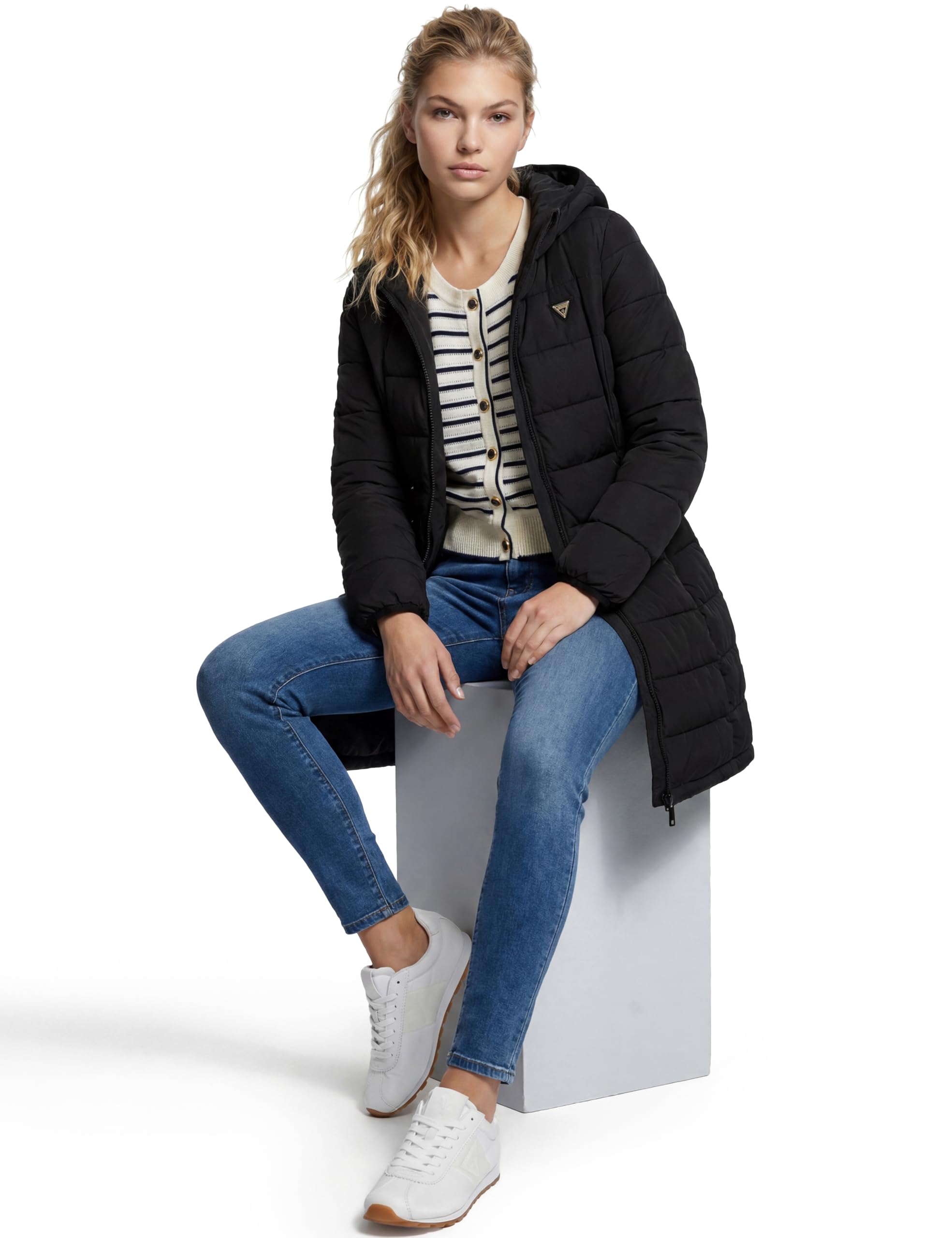 GUESS New Aleta Long Puffer Jacket Chaqueta larga acolchada ALETA Mujer (Pack de 1)