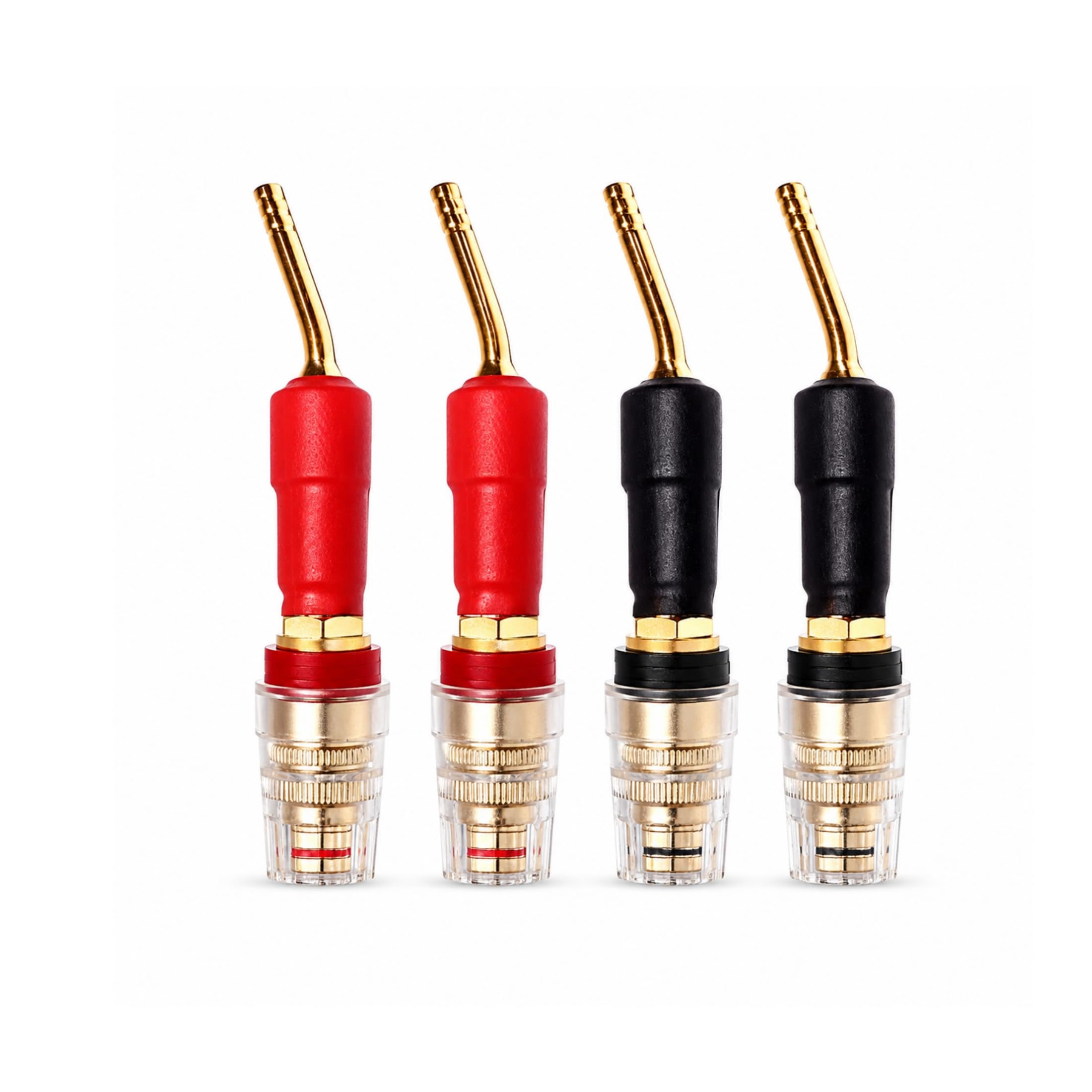 Lot de 4 fiches bananes vers fiche banane femelle de 4 mm pour haut-parleur - Connecteurs de borne de connexion plaqués or 24 carats