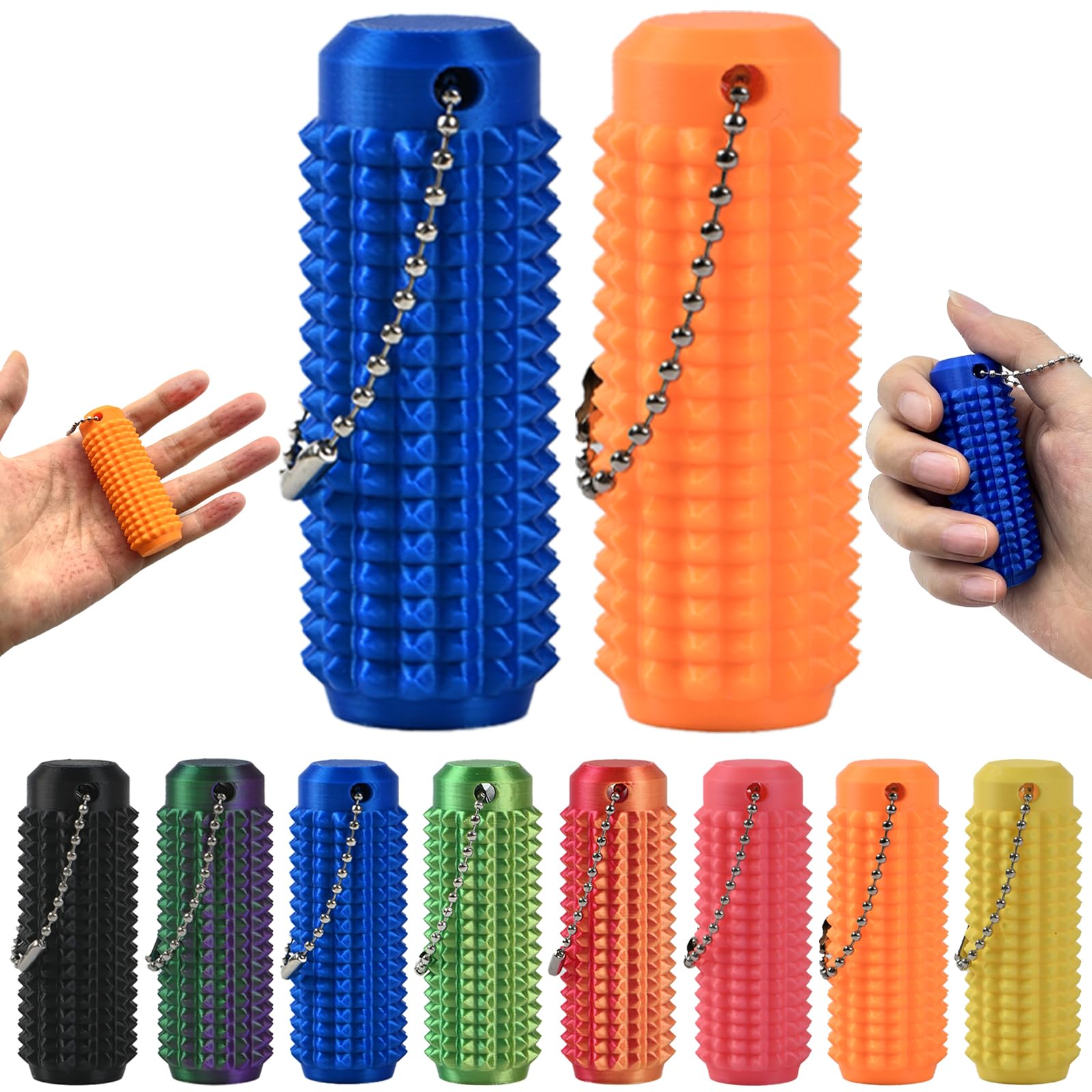 2Pcs Little Ouchies Fidget Spiky Keychain for Adults - 3D Printed Sensory Stress Relief Toy for Anxiety, Focus &amp; Pain Stimulation, Portable ADHD Autism Fidget Toys, Durable Grippy Stim Keyring