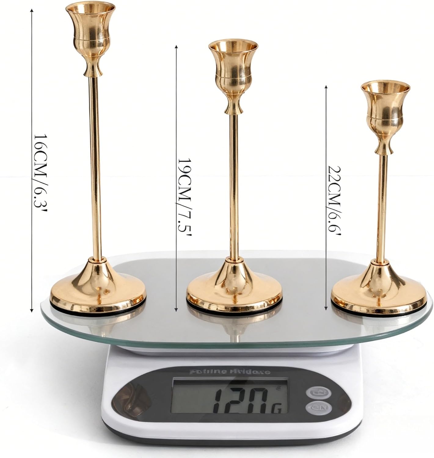 Vidisan Gold Candlestick Holders Taper Centerpiece, Set of 3 Gold Taper Candle Holders Set, for Vintage Modern Decorative Centerpiece for Table Mantel Wedding Housewarming Gift