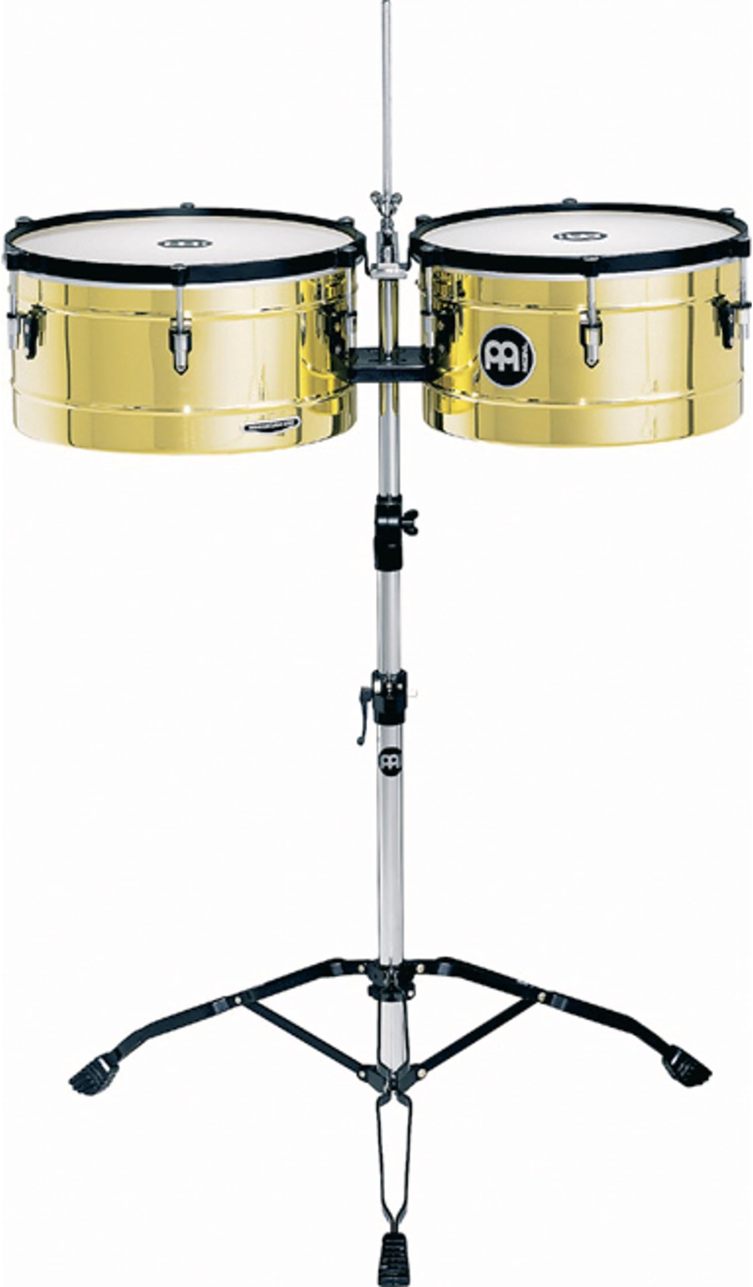MT1415B Marathon Series Brass Finish Steel Timbales, 14-Inch and 15-Inch with Stand