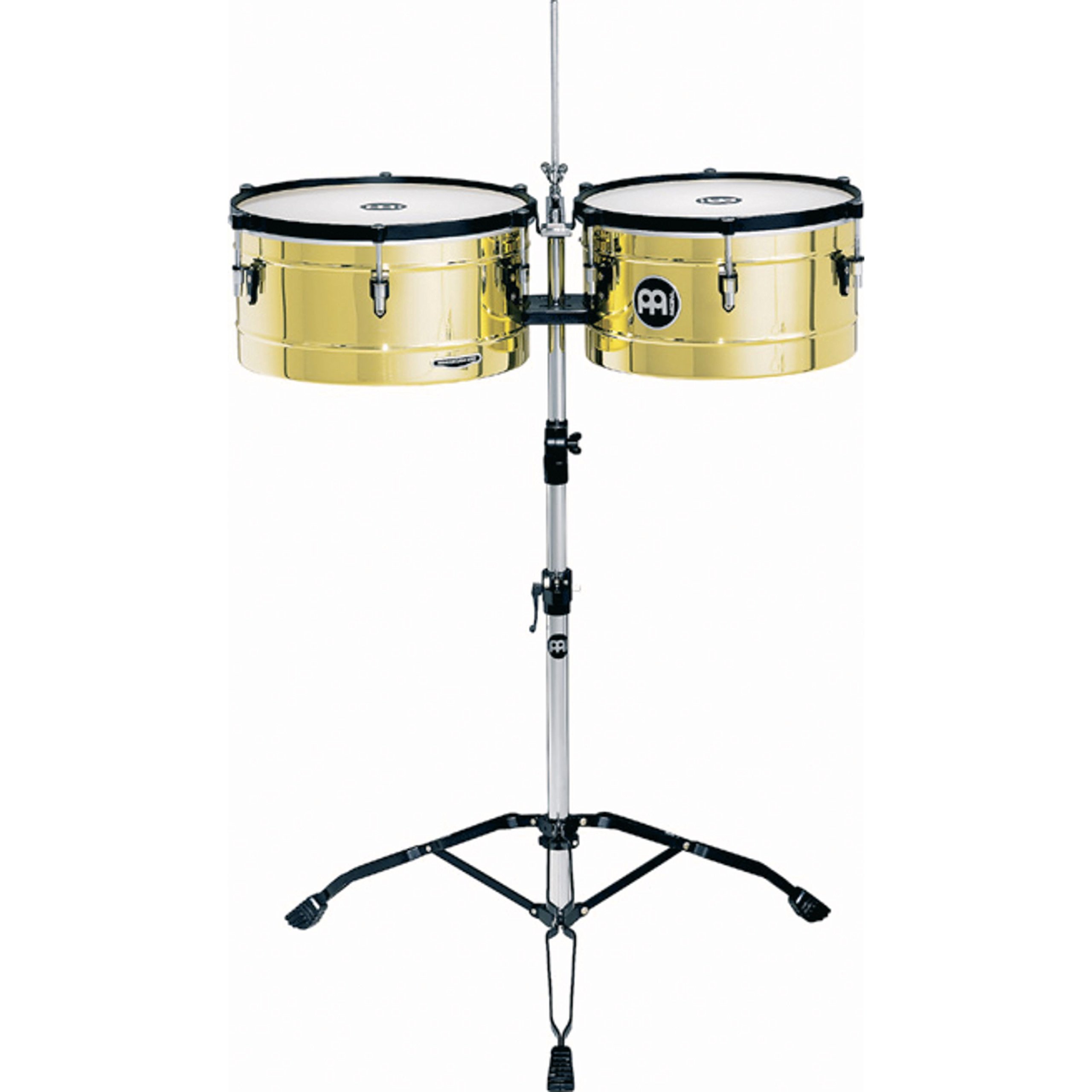 MT1415B Marathon Series Brass Finish Steel Timbales, 14-Inch and 15-Inch with Stand