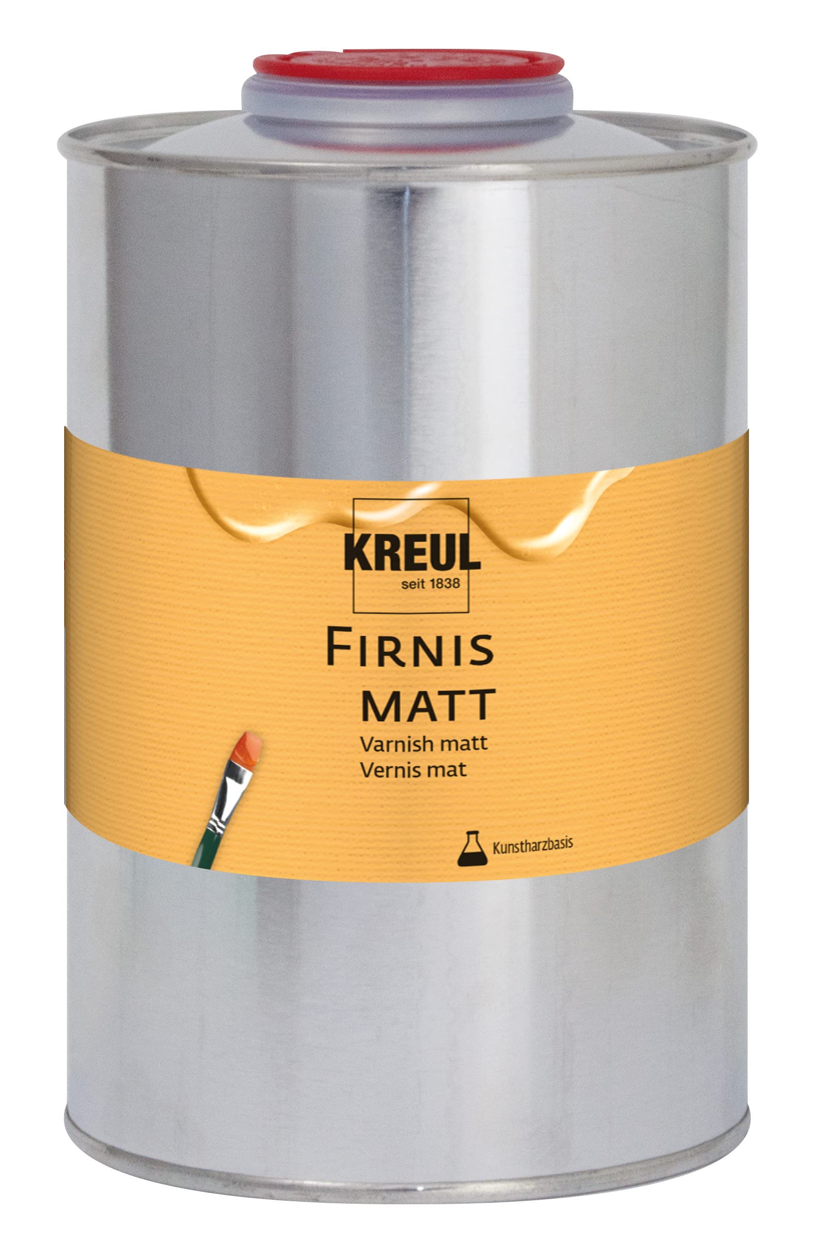 KREUL 86169 - Firnis matt, 1000 ml, schützt vor Staub und Schmutz, transparenter & elastischer Schlussfirnis auf Kunstharzbasis, für Öl- und Acrylmalerei