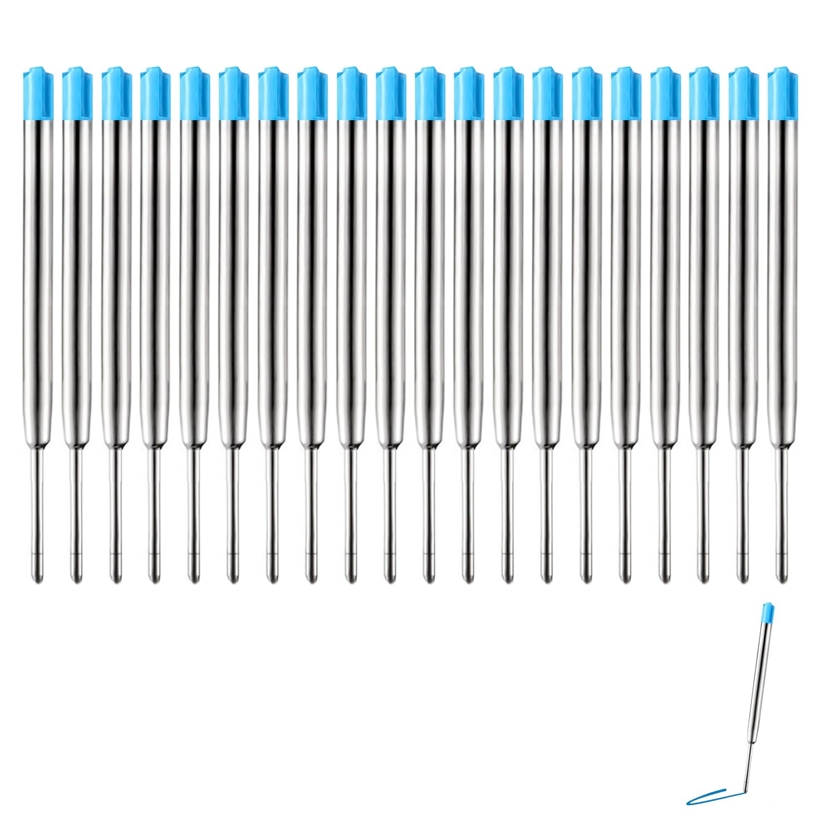 20 Pcs Pen Refills Blue Ink for Parker Jotter, Pen Refills Blue Ballpoint G2 Style for Parker Ballpoint Pens, for School and Office Supplies, 0.1cm Medium Point Nib, 9.9cm Long