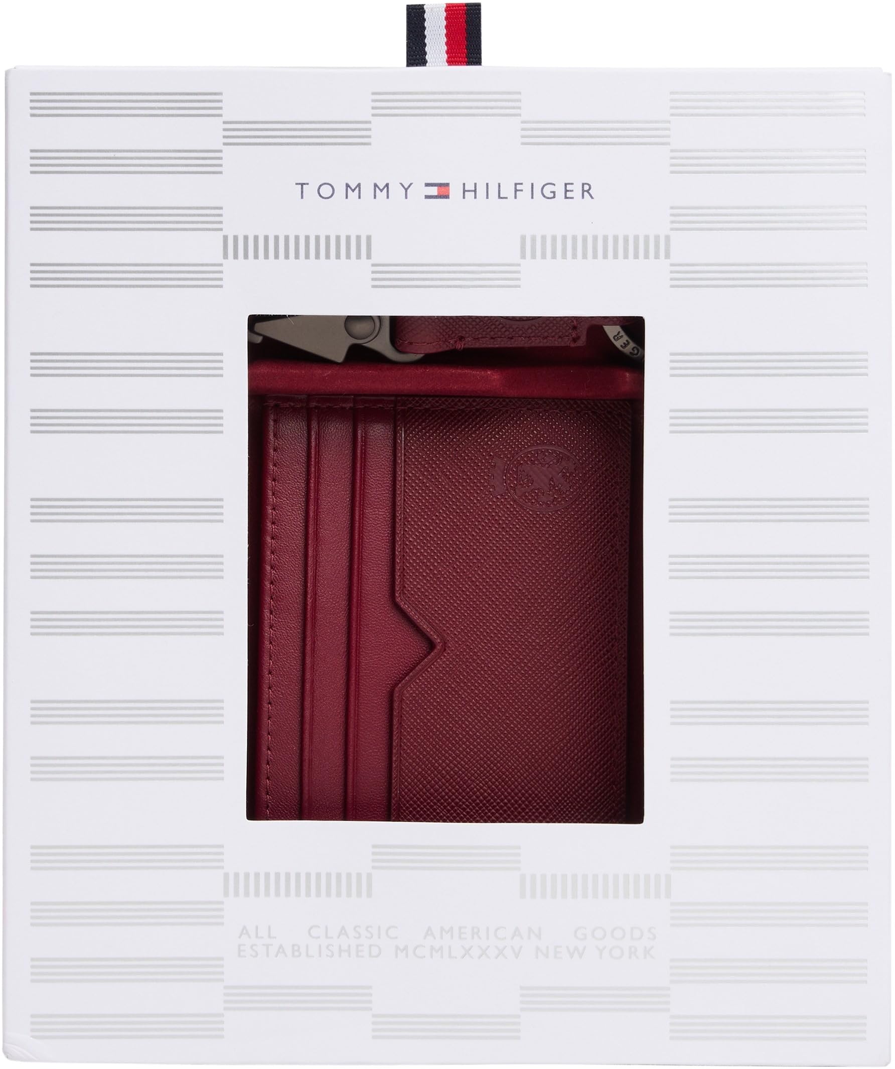 Tommy Hilfiger Herren Geschenk-Set Crest Kartenetui und Schlüsselanhänger, Rot (Deep Rouge), Einheitsgröße