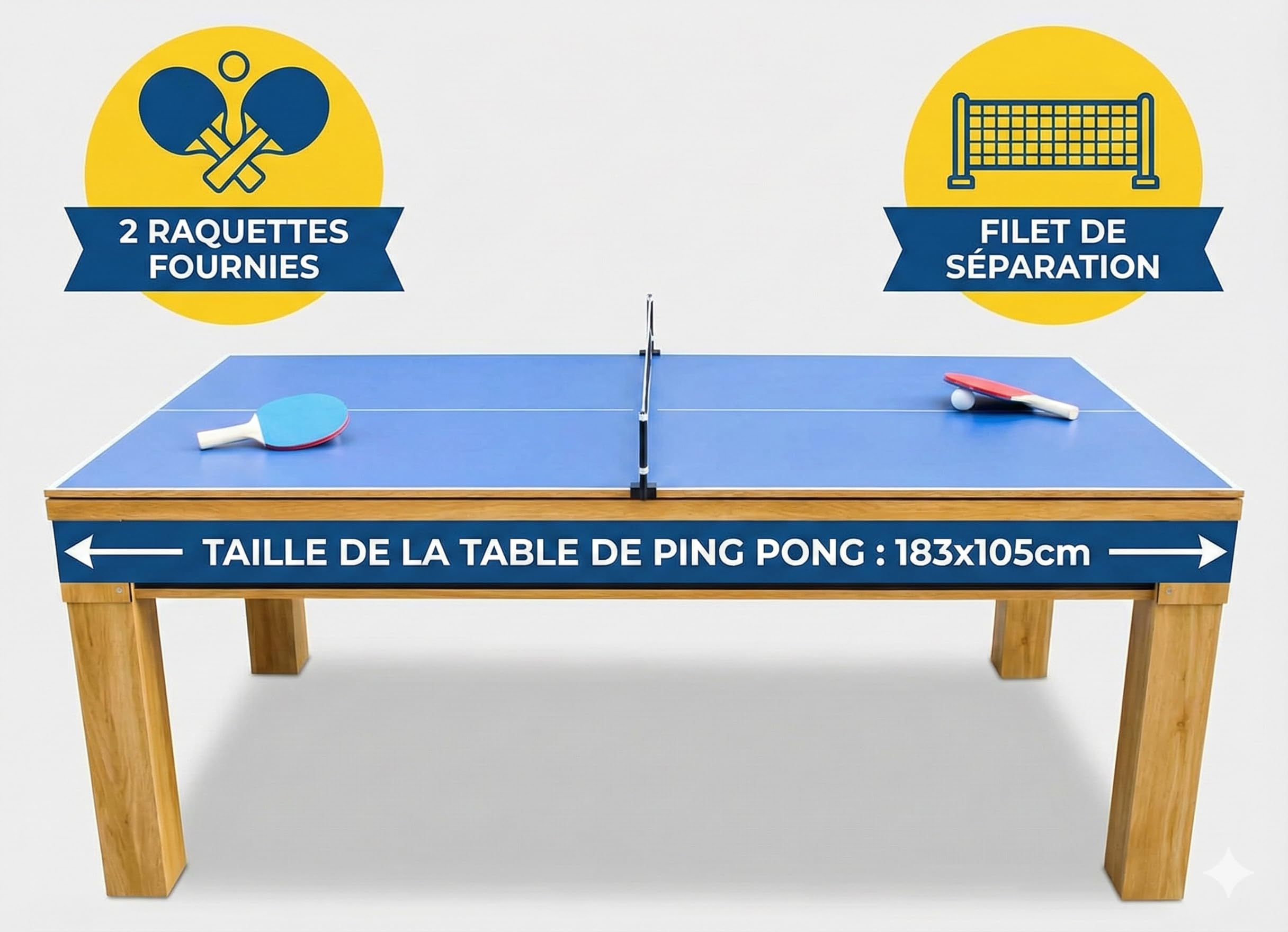 CONCEPT USINE | Table à Manger Multi-Jeux Atlanta | Billard et Ping-Pong Intégrés | Plateau Réversible | Gain de Place et Multi-Fonctions | Accessoires Inclus | Idée Cadeau Jeu, Famille et Décoration