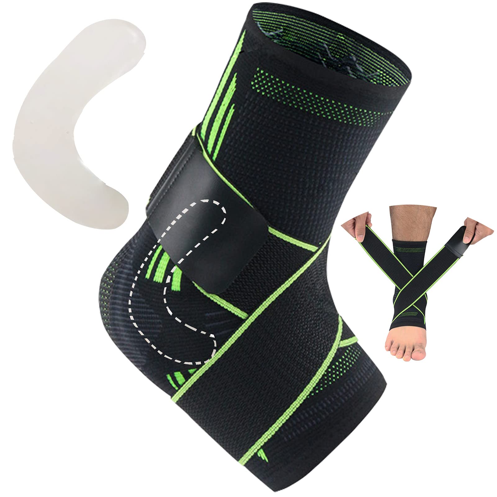 Ankle Support — Adjustable Ankle Brace, With Elastic & Breathable & Silicone Shock Absorber, Ankle Braces Used For Plantar Fasciitis, Stabilize Ligaments, Exercise, Recovery Sports Sprained (M/S)
