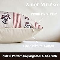 Vista 2 de Amor Virisso Fundas de almohada florales de 20 x 20 pulgadas, juego de 2 Fundas de almohada de impresión en bloque, fundas de almohada decorativas