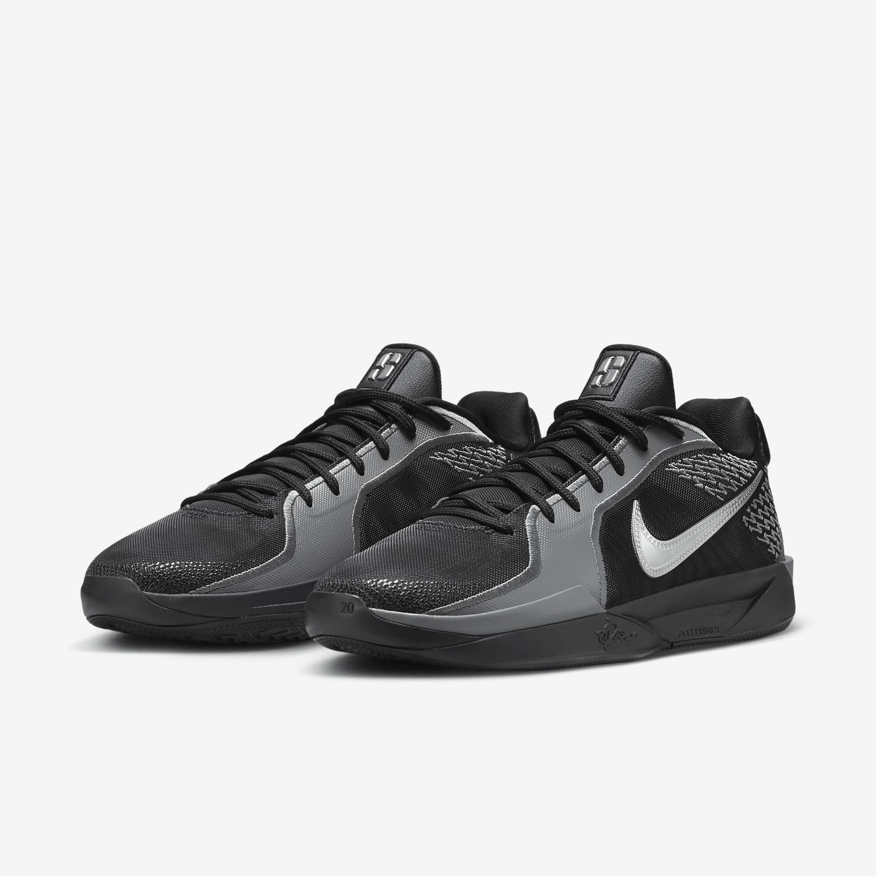 Nike Sabrina 2 Basketballschuhe (FQ2174-001, Black/Smoke Grey/Opti Yellow/Metallic Silver)