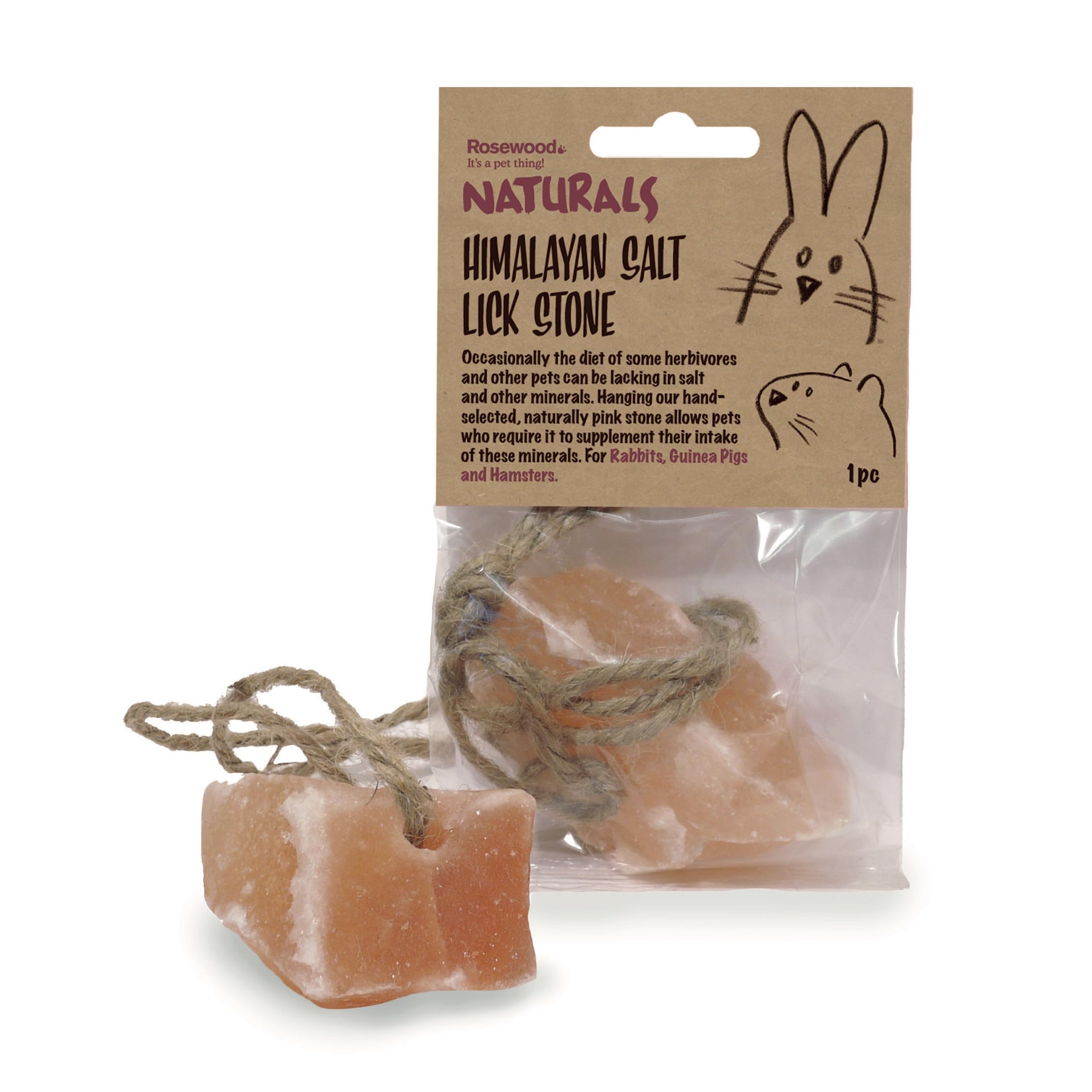 Boredom Breaker Naturals Small Pet Himalayan Salt Lick Stone - For Rabbits, Guinea Pigs & Hamsters