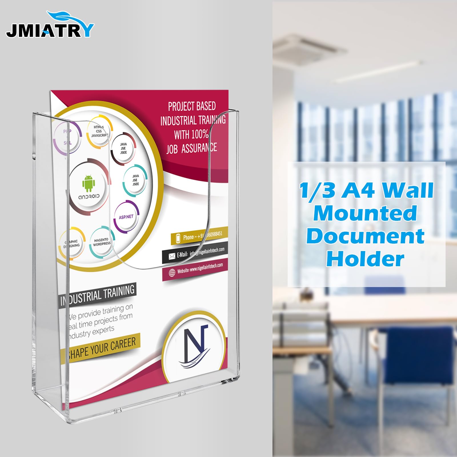 JMIATRY 6 Pack A6 Wall Mounted Document Holder, Small Clear Portrait Wall Mountable Menu Leaflet Holder - Image 3