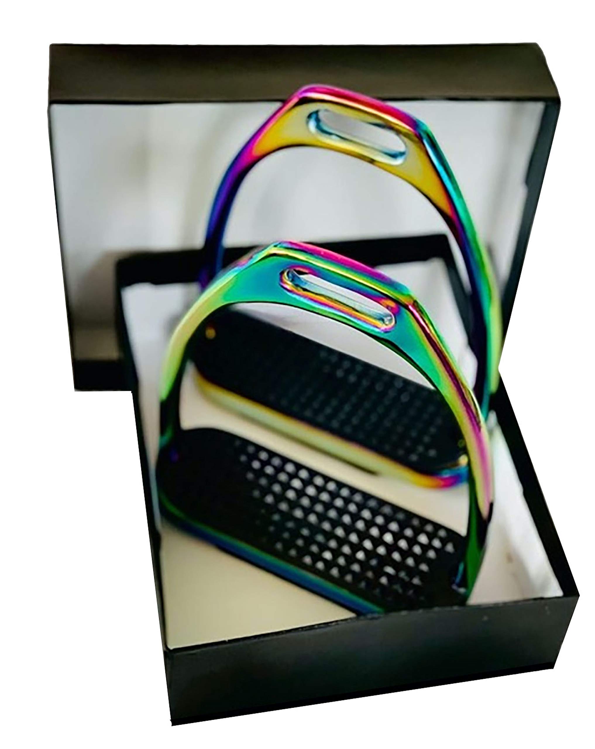 EXTREME Steigbügel, Regenbogenfarben, glänzend, 12 cm (Regenbogen, 10,2 cm)