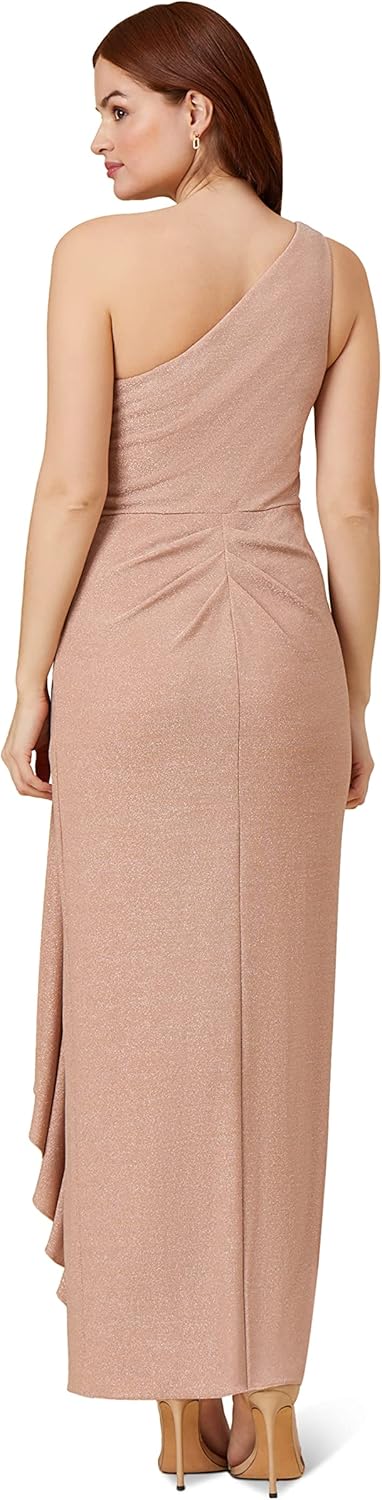 Adrianna Papell Womens Metallic Knit Cascade Gown - Image 2