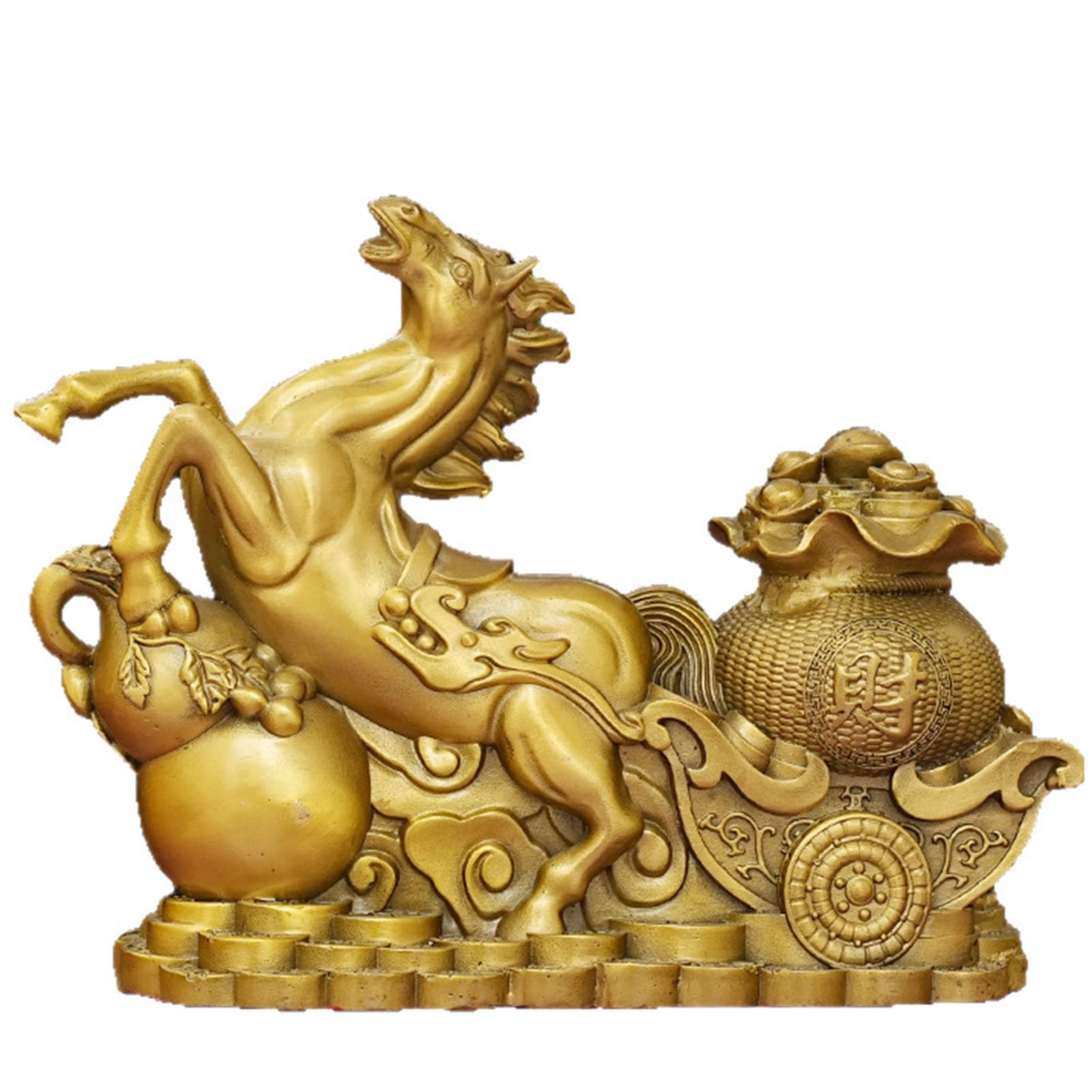 Horse Statue,1Pc Chinese New Year Golden Feng Shui Horse Figurine,Blessing Souvenir Horses Sculpture Attracting Wealth And Good Luck,A,S