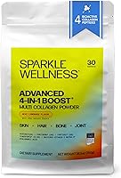 Vista 1 de Sparkle Wellness Advanced 4 in 1 Boost Polvo de colágeno múltiple clínicamente probado con VERISOL, FORTIBONE, FORTIGEL, TENDORFORTE Acai
