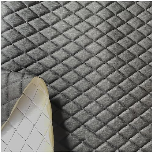 Quilted Foam Faux Leather Vinyl Fabric Non Slip Backed DIY Automotive Headliner Furniture Upholstery Headboards Fabric(Black 2,1.6X2m)