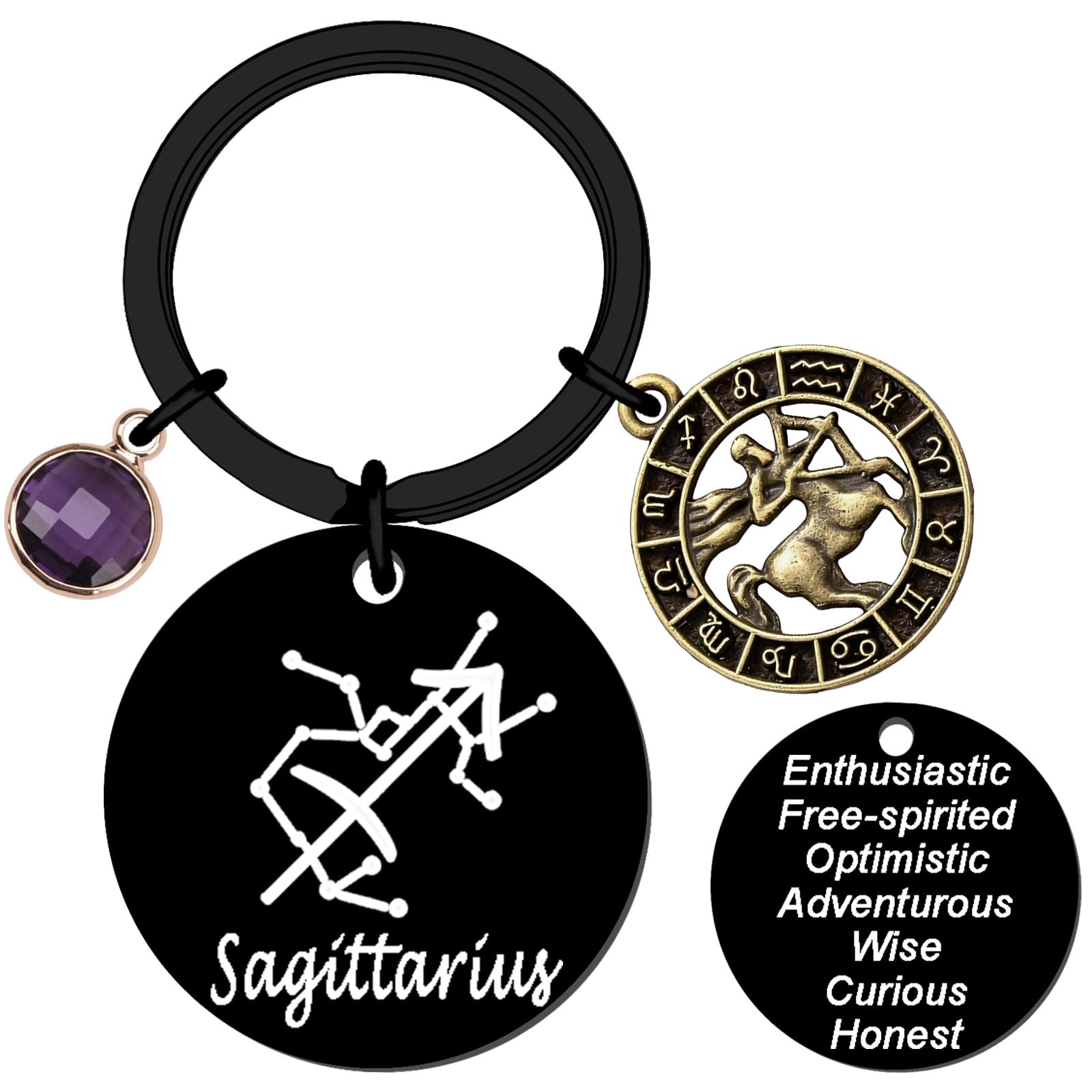 QuLuvaeri Zodiac Gifts 12 Constellation Keychain Gifts for Women Star Sign Accessories for Friends Female Friendship Keys, Birthday, Christmas, Bag, Backpack (Sagittarius)