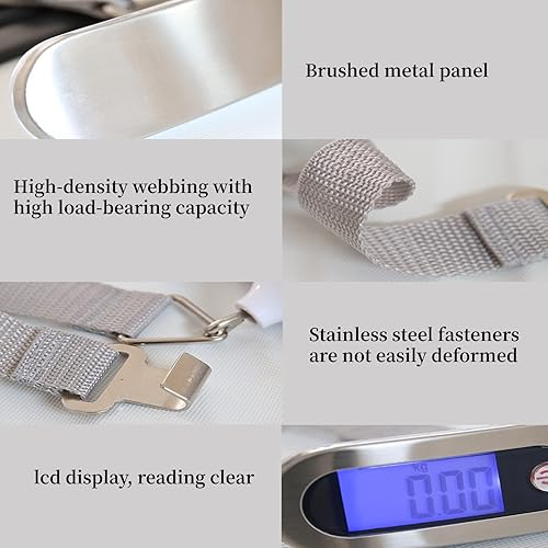 Miniatura 3 de AUNMAS Báscula de peso para equipaje postal digital portátil de 1102lbs10 G para viaje pantalla LCD colgante de alta precisión con gancho o tira