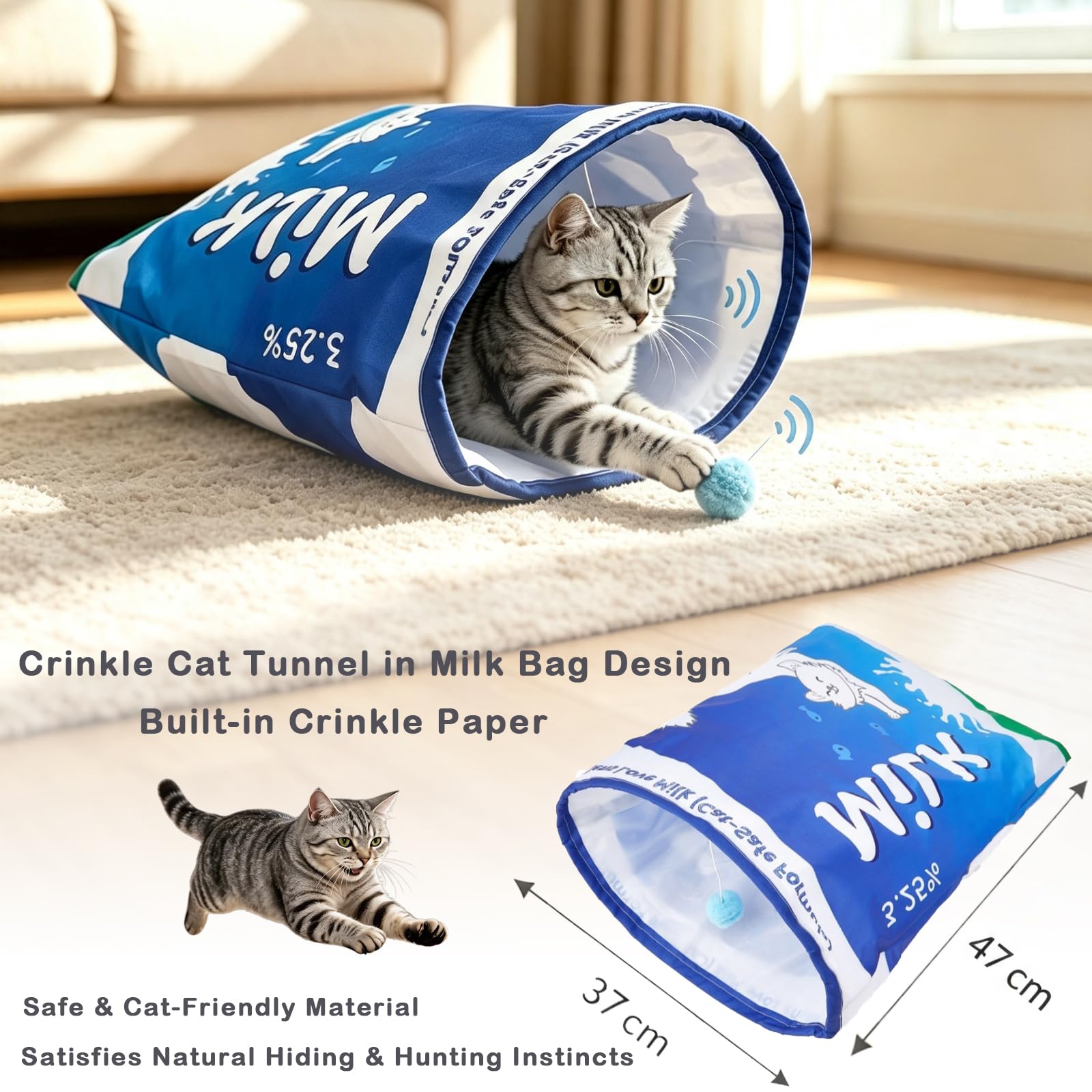 Katzenspielzeug Set für Katzen, Rascheltunnel Katzenangel Bälle
