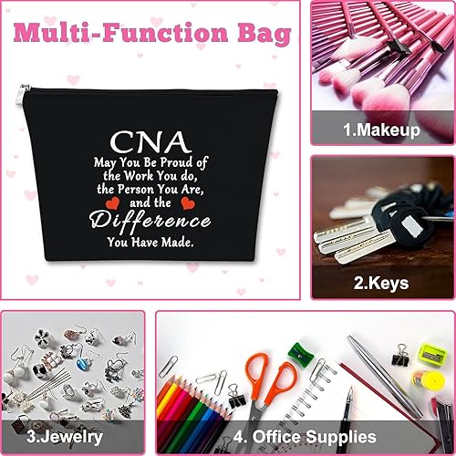 Miniatura 7 de 2 bolsas de maquillaje para la semana de CNA, regalos de agradecimiento de CNA, regalo de asistente de enfermería certificado, bolsa de cosméticos,