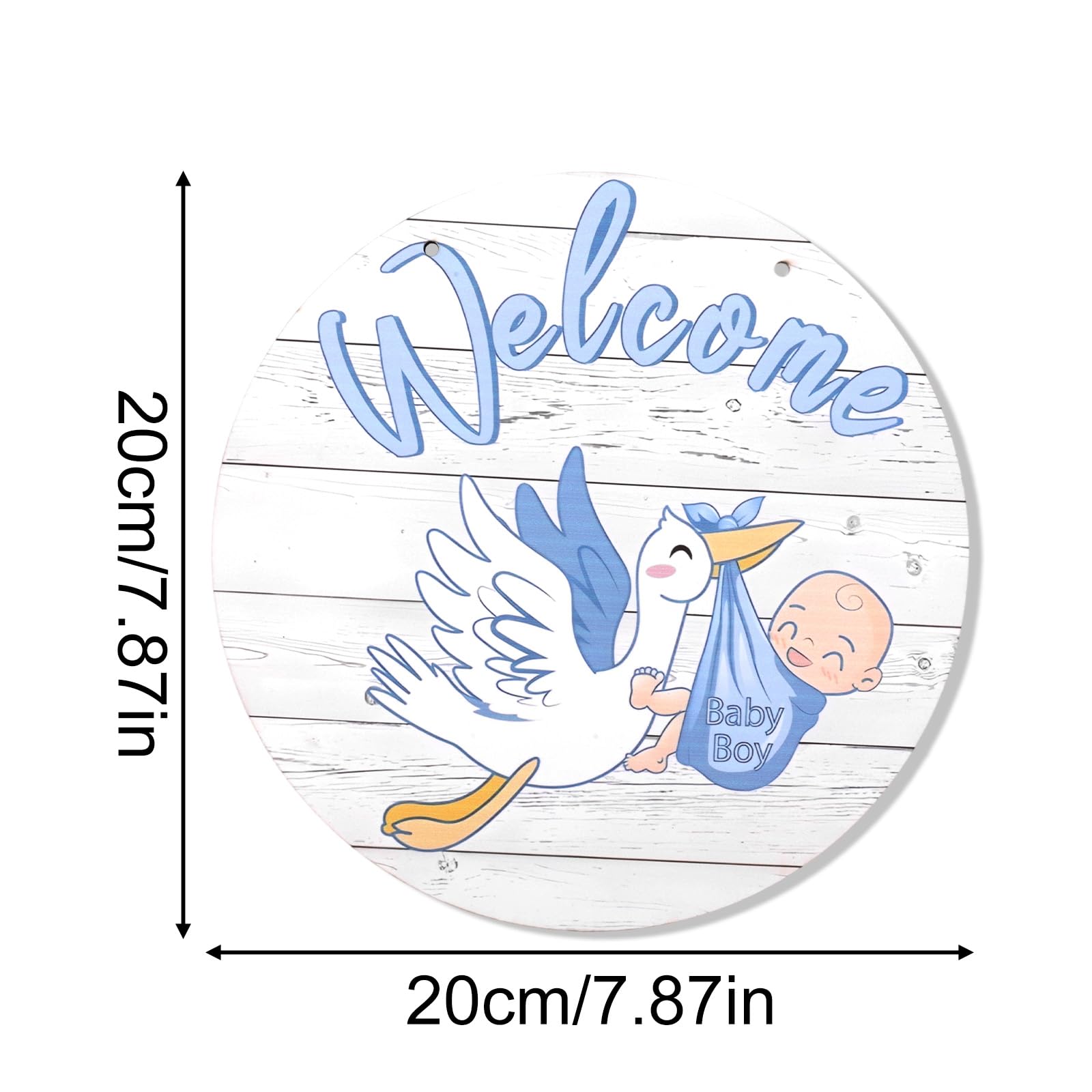 Tabliczka Powitalna dla Dziecka, Wiszący Drewniany Wieniec z Płci Dziecka Tablica Informacyjna o Narodzinach Noworodka Wystrój Pokoju Dziecięcego na Baby Shower (Chłopiec, Niebieski)