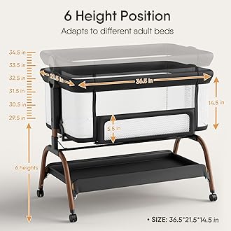 BabyBond Baby Bassinet Bedside Crib, 3-in-1 Baby Bassinet Bedside Sleeper with Mattress and Soft, Breathable Sheet, Full-Mesh Sides, 6-Height Adjustable, Stable and Secure Crib for Newborns