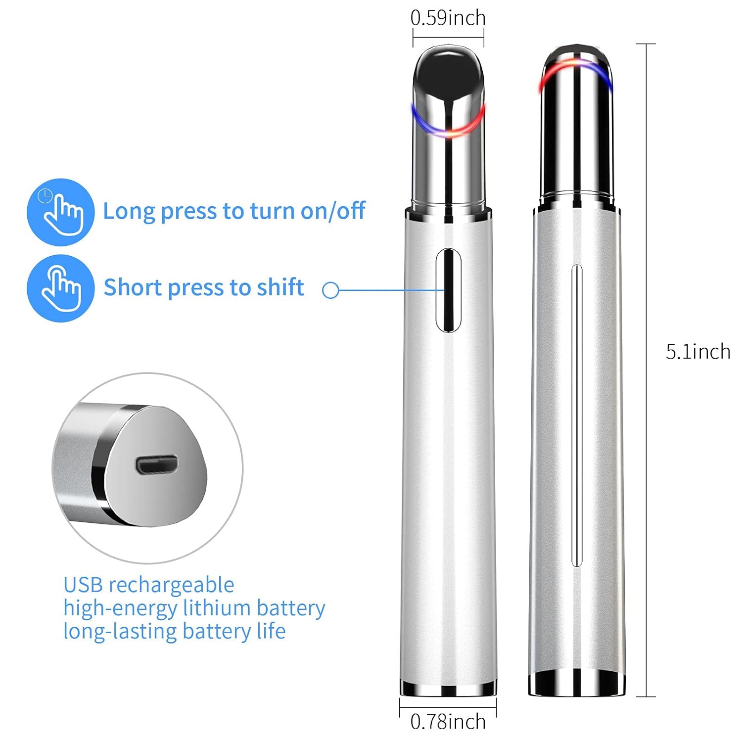 Eye Facial Massager Wand with Heated & Cold Sonic Vibration, Can Puffiness and Eye Fatigue, Anti-wrinkle, USB Rechargeable Facial Massager Skin Care Device, Eye Massager Wand : Beauty & Personal Care