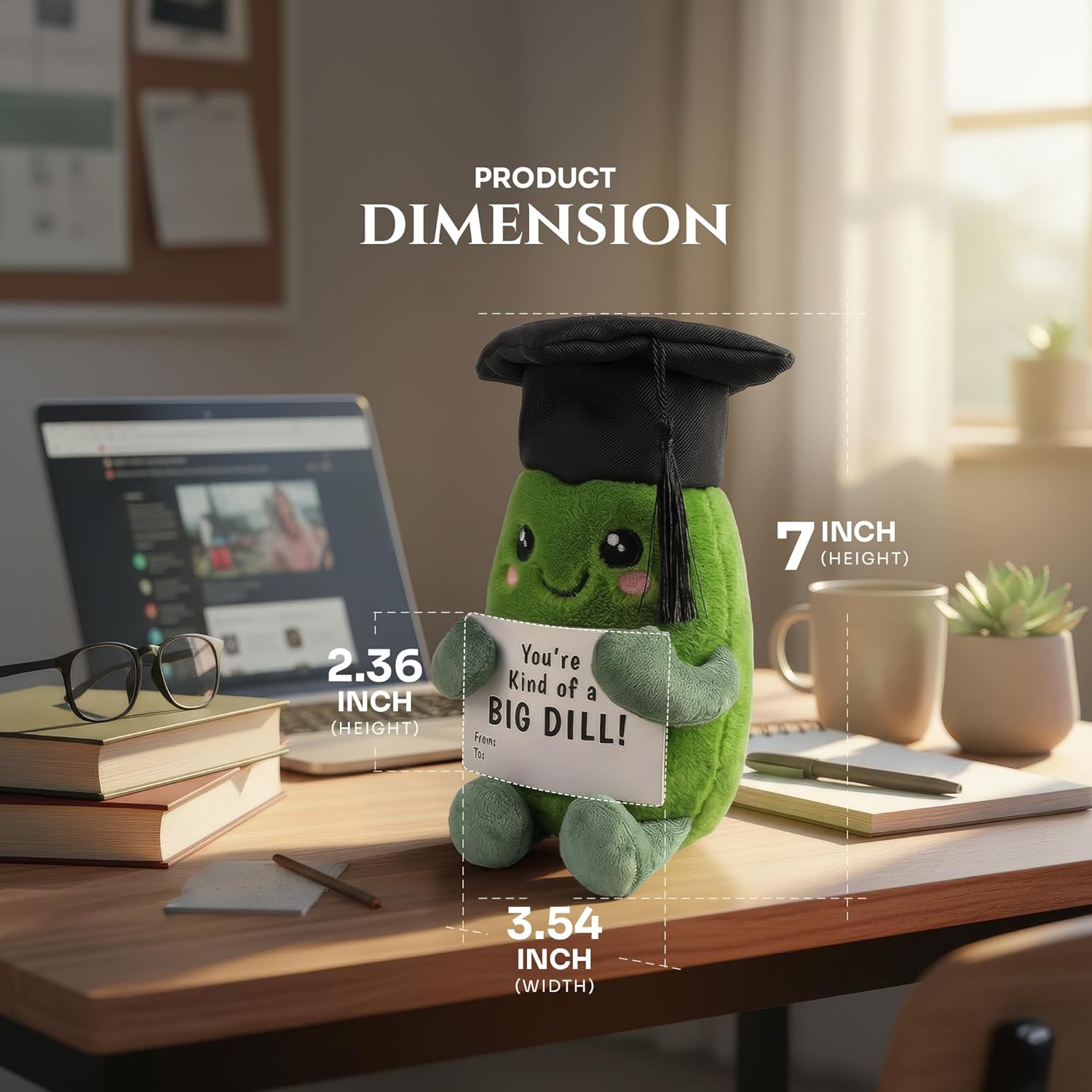 Primo Lines 2026 Graduation Pickle Doll – 7" Plush with Graduation Cap & Gift Card, Funny Encouragement Gift for Class of 2026, Stress Relief Plush for All Ages