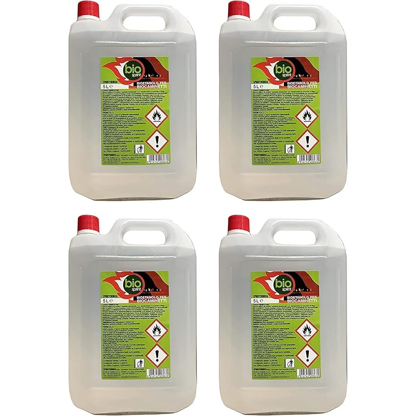 4x5 latte Bioetanolo combustibile stufe Bio Sprint 5 lt 99,9% inodore no fumo naturale no zolfo