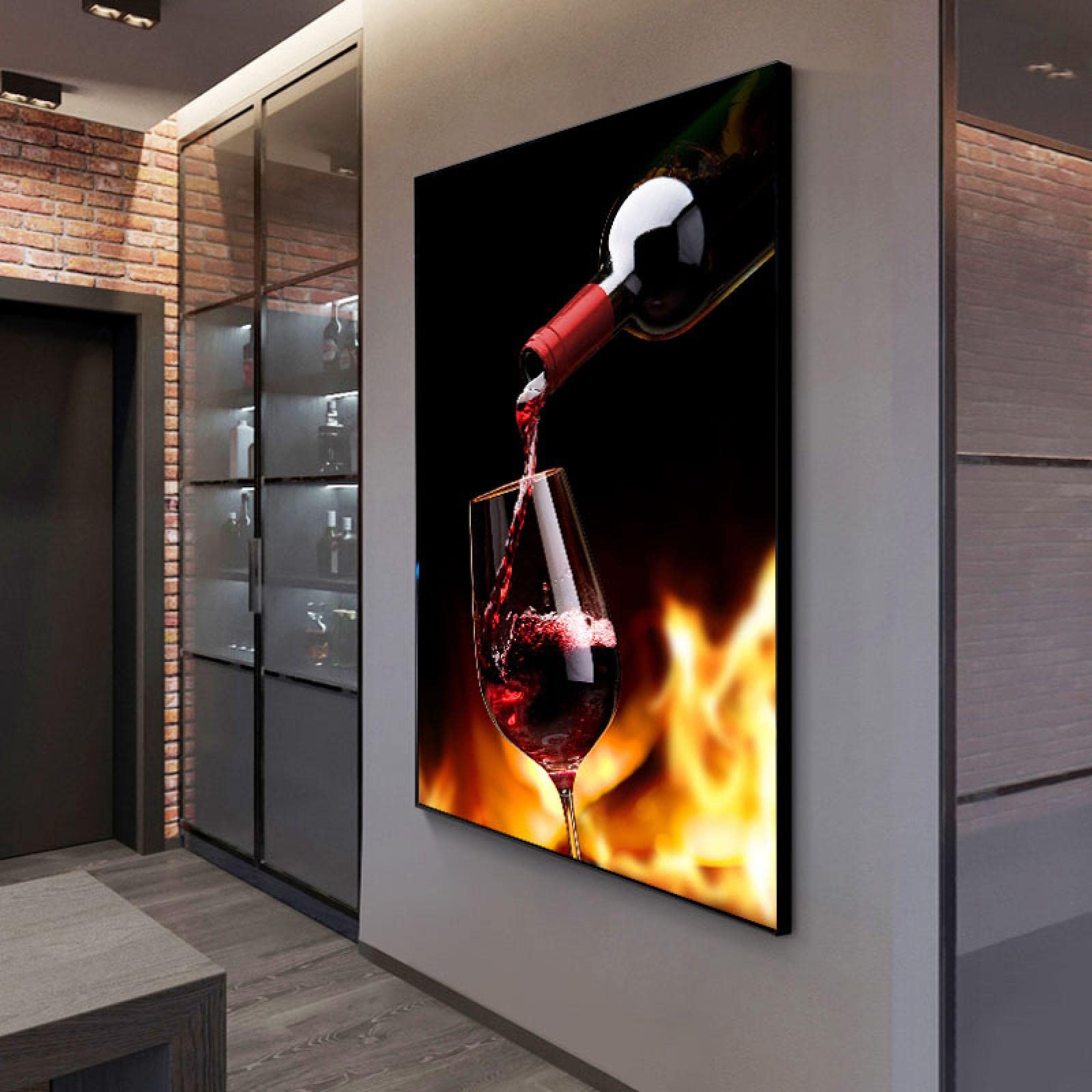 Prime Quadro Su Tela Vino Rosso Vetro Uva Bottiglia Piccola Botte Murale Poster Stampa Stampa Immagini - Foto 14