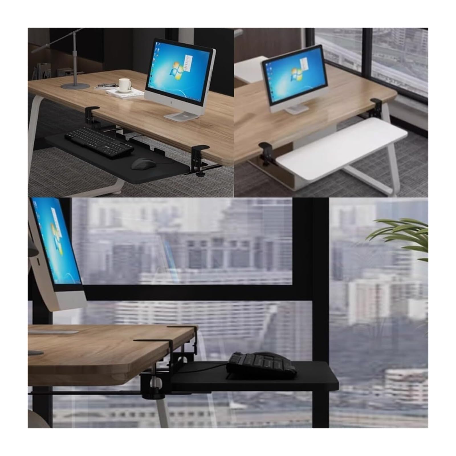 Tastaturablage für den Schreibtisch, Schiebetastaturschublade für Büro, verstellbare Tastaturablage, Computertisch-Erweiterungsplattform (Holz, 75 x 25 cm)