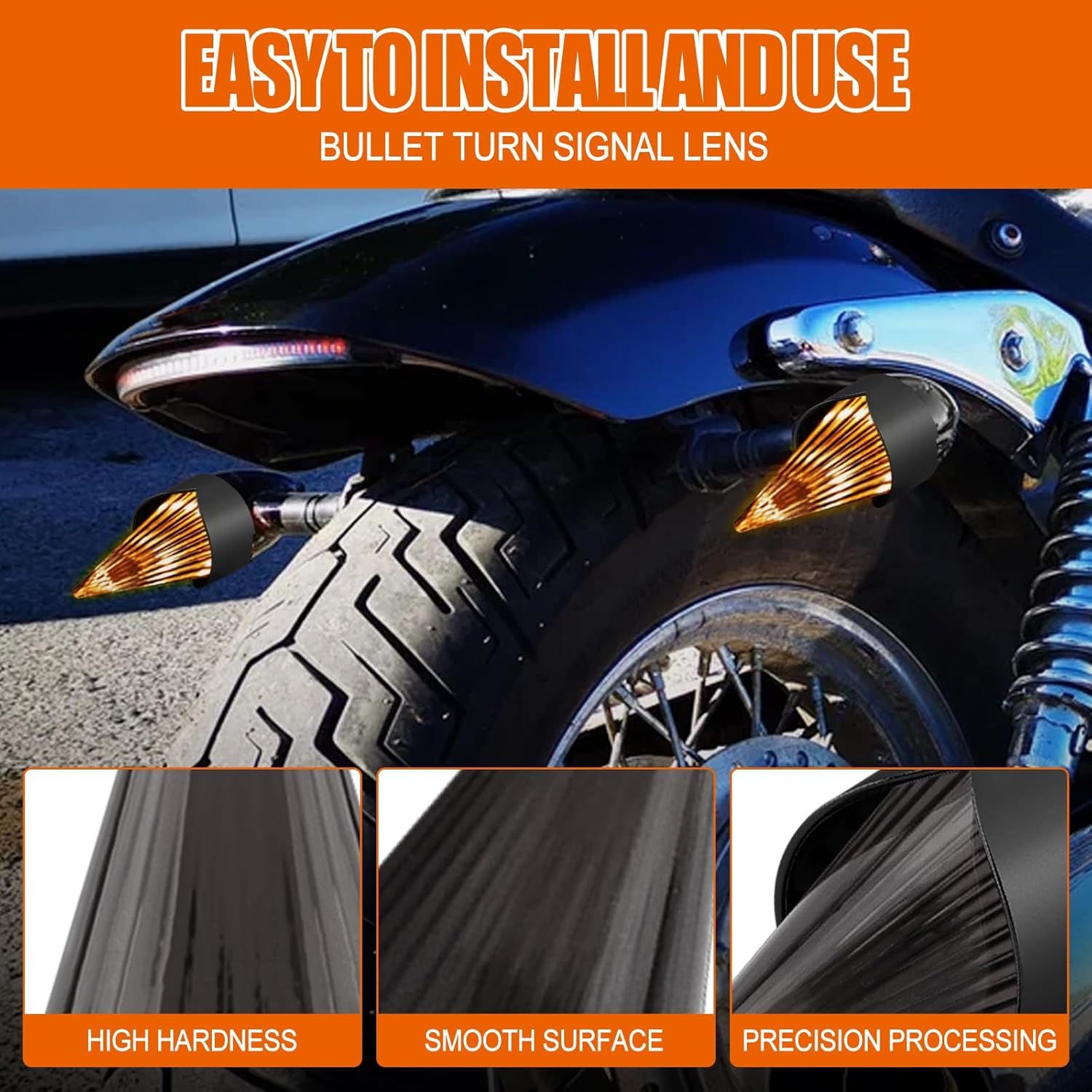 Smoke Bullet Turn Signal Light Lens Cover Fit for Harley Softail Street Glide Road Glide Fatboy Sportster Dyna De-luxe Bikes (Not for Sealed LED Harley Lights&Pancake-style Lens) (Black Smoke)