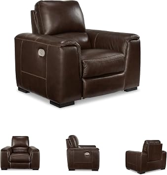 Signature Design by Ashley Alessandro Modern Power Recliner with Adjustable Headrest, Dark Brown