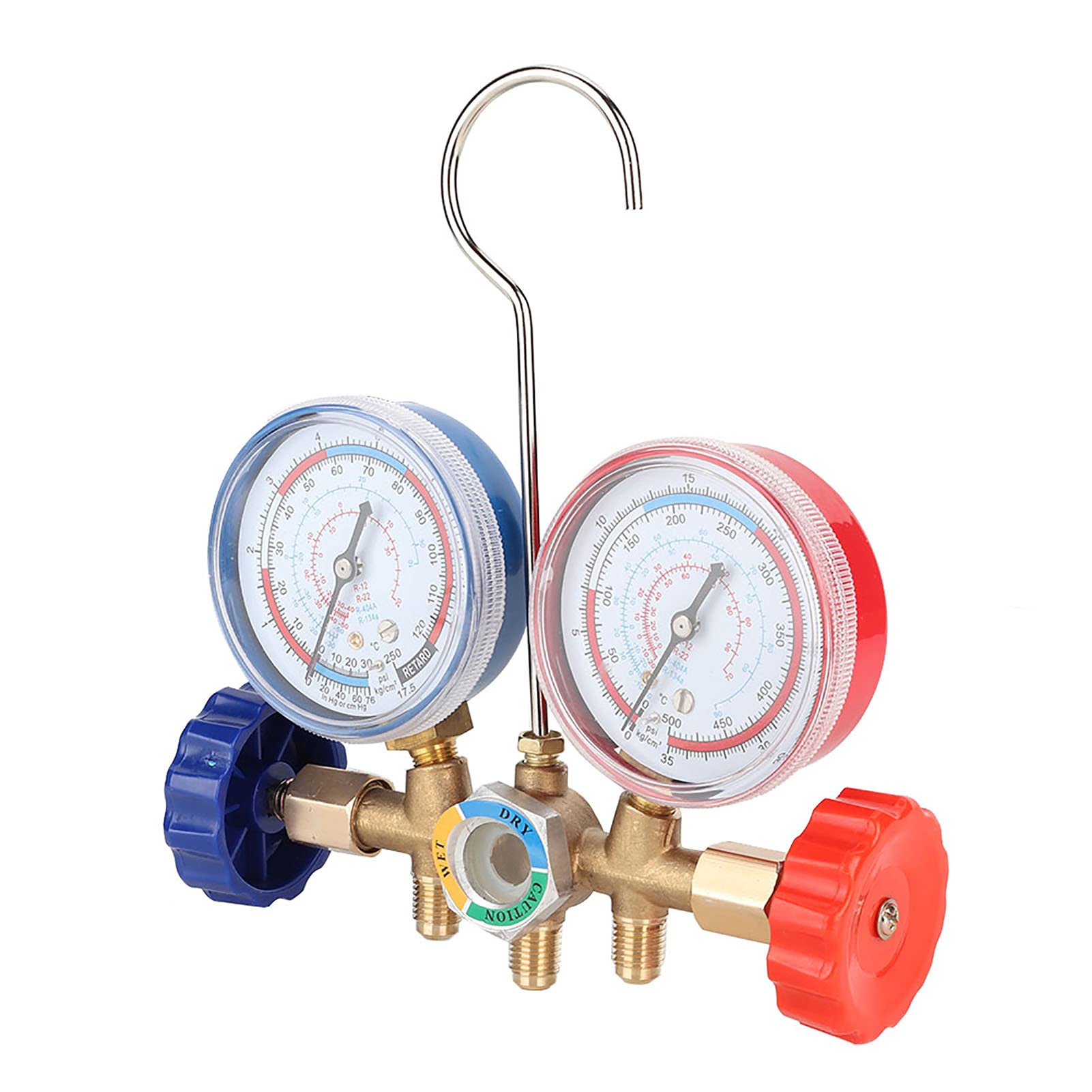 Bombas de Vacío para Aire Acondicionado Automotriz, Herramientas de Aire Acondicionado Refrigerante, Juego de Manómetro de Diagnóstico de CA con Kit de Manguera y Gancho