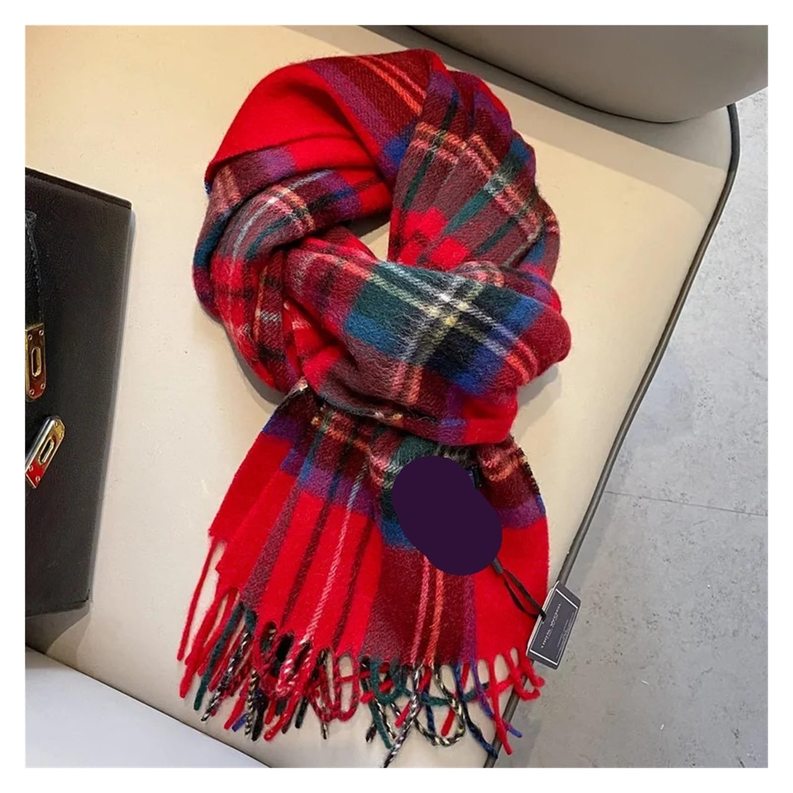 Bufanda Invierno Bufanda de lana a cuadros versátil for mujer, invierno, hombre, pareja, cachemira, cálida, doble cara, cuello Unisexo