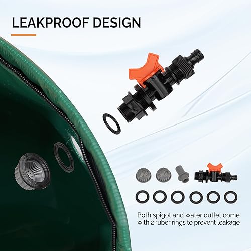 Miniatura 5 de VINGLI - Barril de lluvia plegable de 66 galones, tanque portátil de almacenamiento de agua, sistema de recogida de agua de lluvia, contenedor de