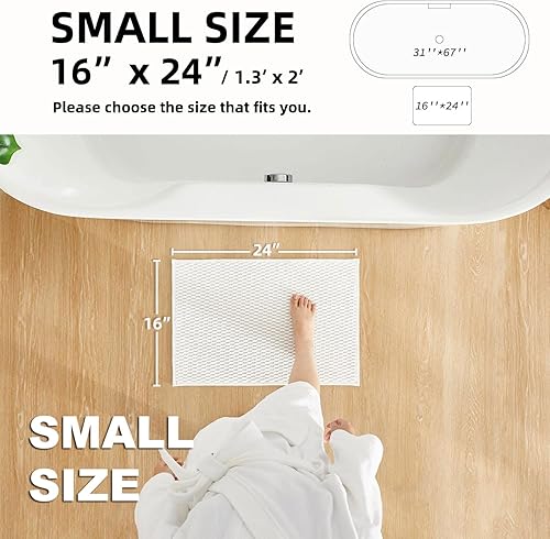 Miniatura 2 de Alfombras de baño antideslizantes, lavables, superabsorbentes, delgadas, pequeñas, de secado rápido, de pelo bajo, color blanco, de 16 x 24