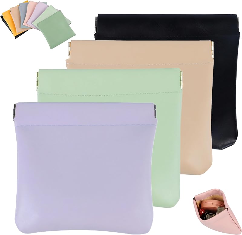 Necessaire organizadora de couro com fecho de pressão Generic C, Pacote com 4