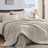 Vista 55 de HEVUMYI - Juego de edredón Queen de 7 piezas para todas las estaciones, ultra suave, ropa de cama en una bolsa, con edredón, sábana encimera, sábana