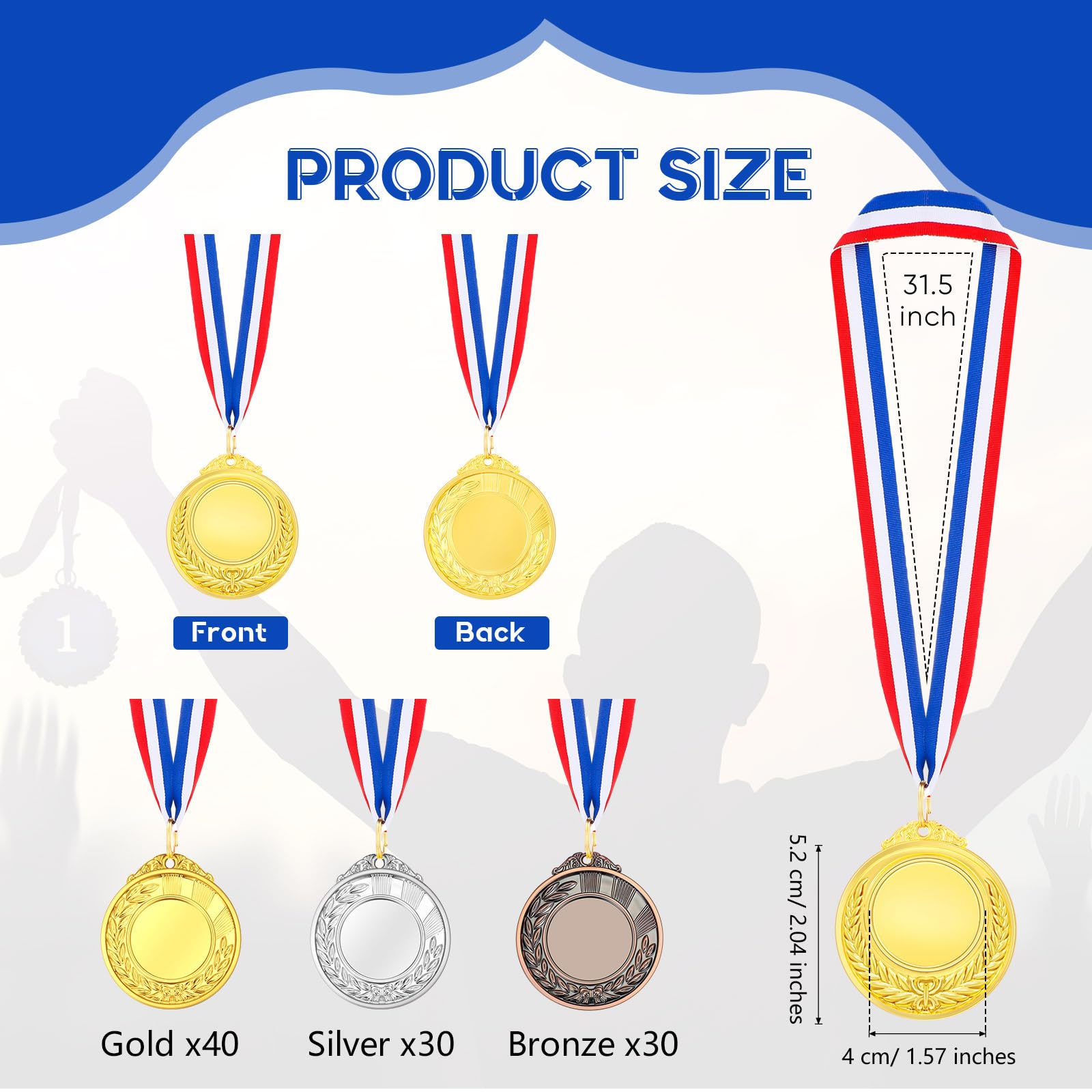 Kigeli Medallas de premio en blanco con cintas para el cuello, diseña tu propio kit de medallas, medallas de animación, trofeo de participación, medallas ganadoras de metal, premio para niños y