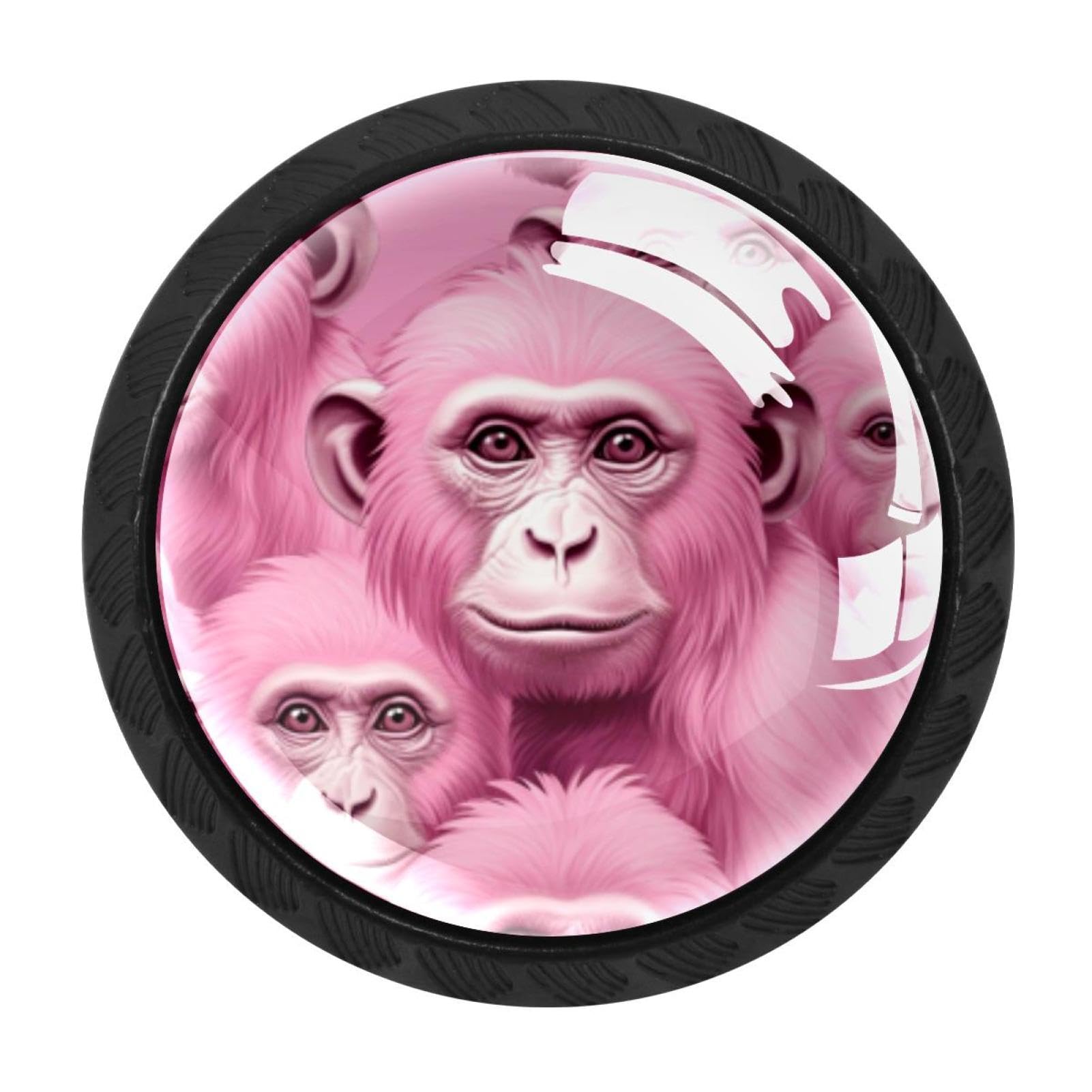 Chenzzzz Multicolored 01 4 Pack Round Cabinet Knobs For Kitchen Bathroom Closet Dresser Cabinets, Pink Monkey Orangutan