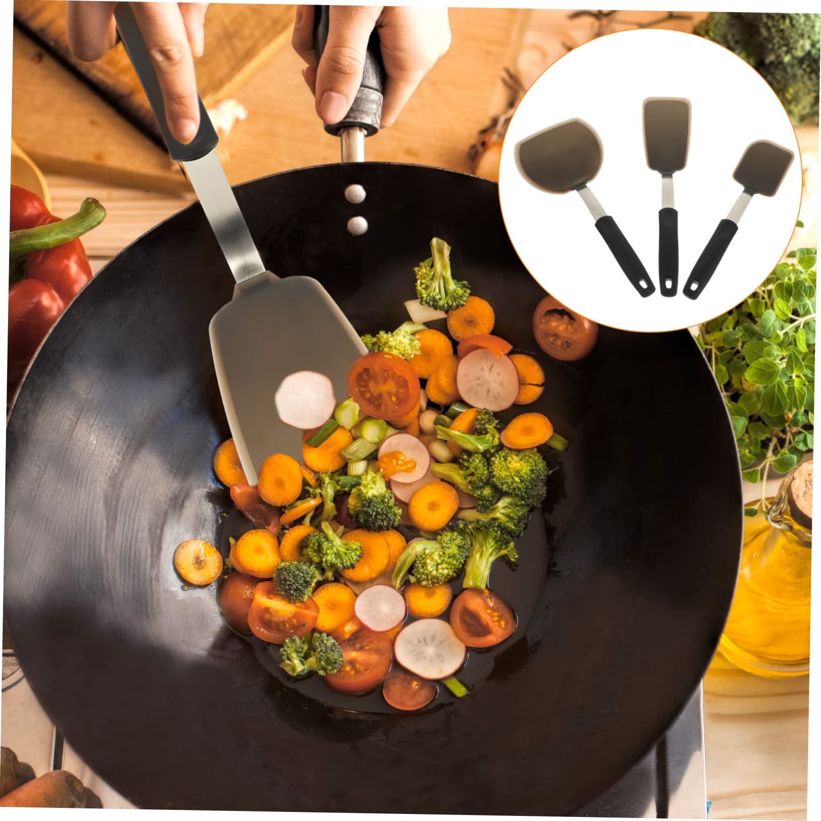 YARNOW 3pezzi Spatole in Silicone Per Wok Spatole Multiuso in Silicone Pala Antiaderente Per Cucinare Spatola in Per Friggere Bistecche Utensili Da Cucina Antiaderenti Per Appeso